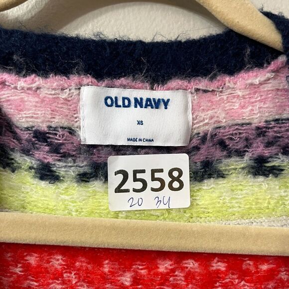Old Navy Womens  Multicolor Knit Nordic Print Open Front Cardigan Sweater XS - Picture 8 of 8